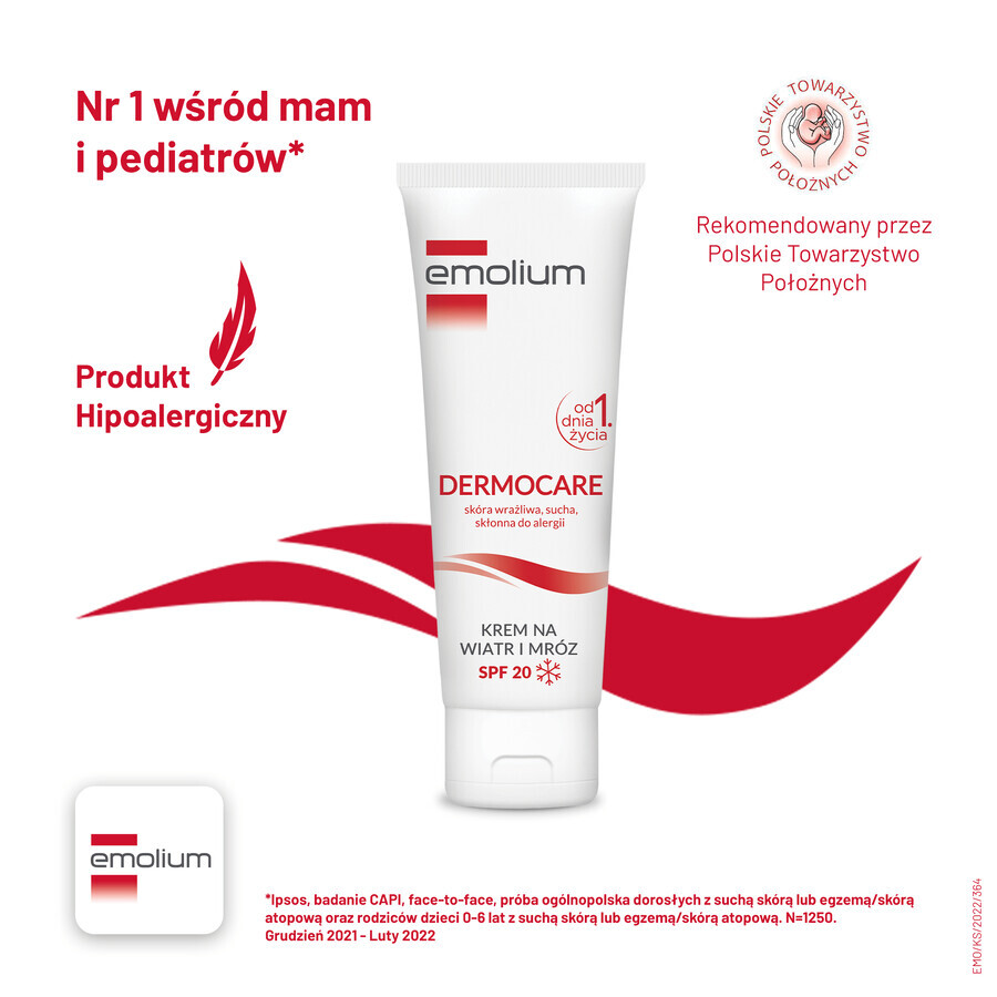 Emolium Dermocare, cream for wind and frost, from the first day, SPF 20, 75 ml