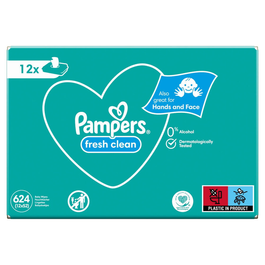 Pampers Fresh Clean, Feuchttücher, 12 x 52 Stück