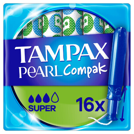 Tampax Compak Pearl, Hygienetampons mit Applikator, Super, 16 Stück