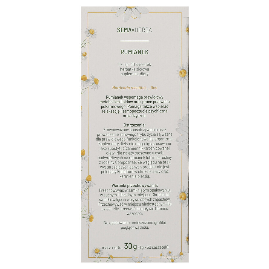 SEMA Herba Chamomile Fix, 1 gx 30 sachets