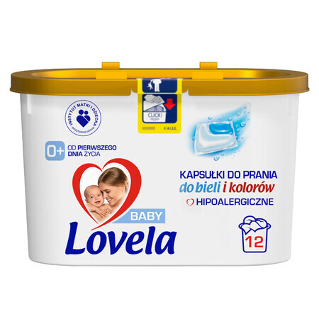 Lovela, hypoallergenic washing capsules, white and colored, 12 pieces