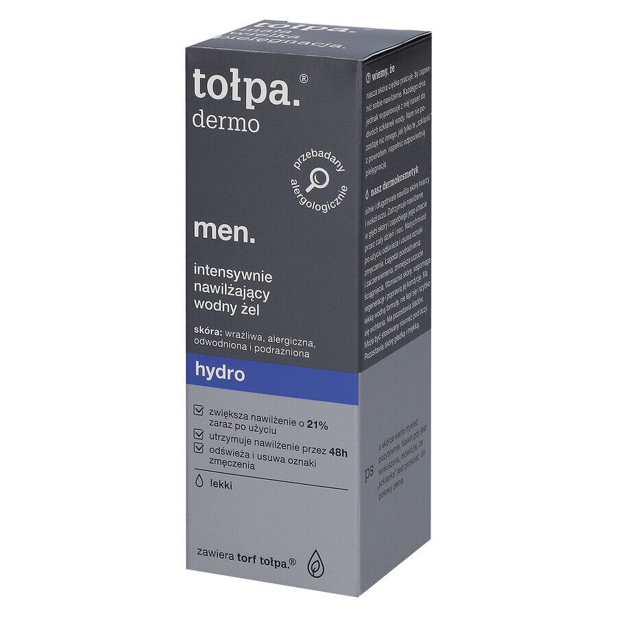 Tolpa Dermo Men, Hydro, intensiv feuchtigkeitsspendendes Wassergel, 75 ml