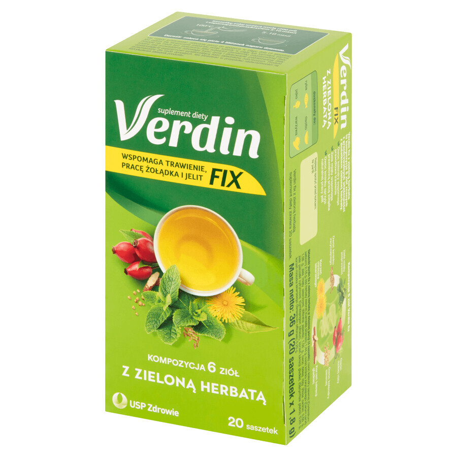 Verdin Fix mit grünem Tee, 20 Portionsbeutel