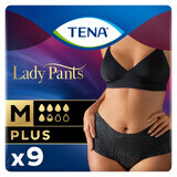 Tena Lady Pants Noir, saugfähige Slips, Größe M, 75-105 cm, Plus, 9 Stück