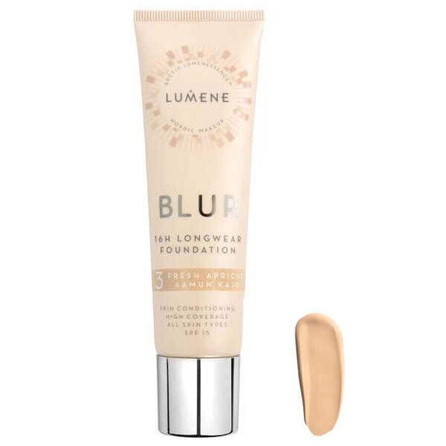 Lumene Blur, Smoothing Foundation, nr. 3 Fresh Apricot, 30 ml