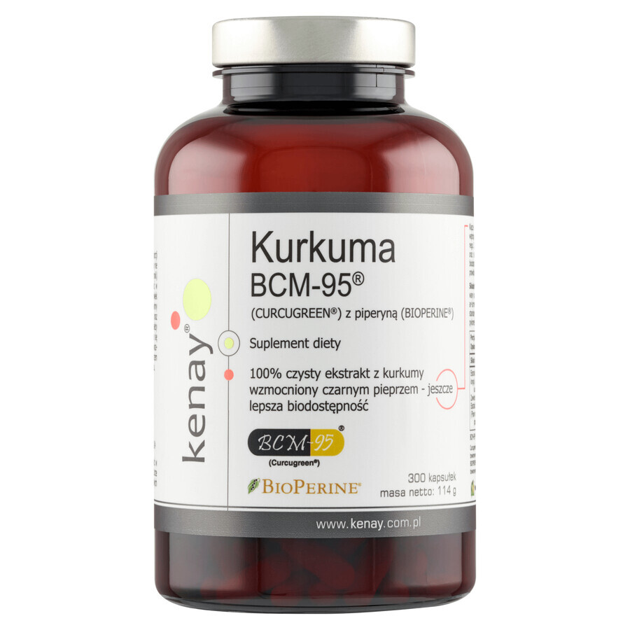 Kenay Turmeric BCM-95 cu piperină, 300 capsule