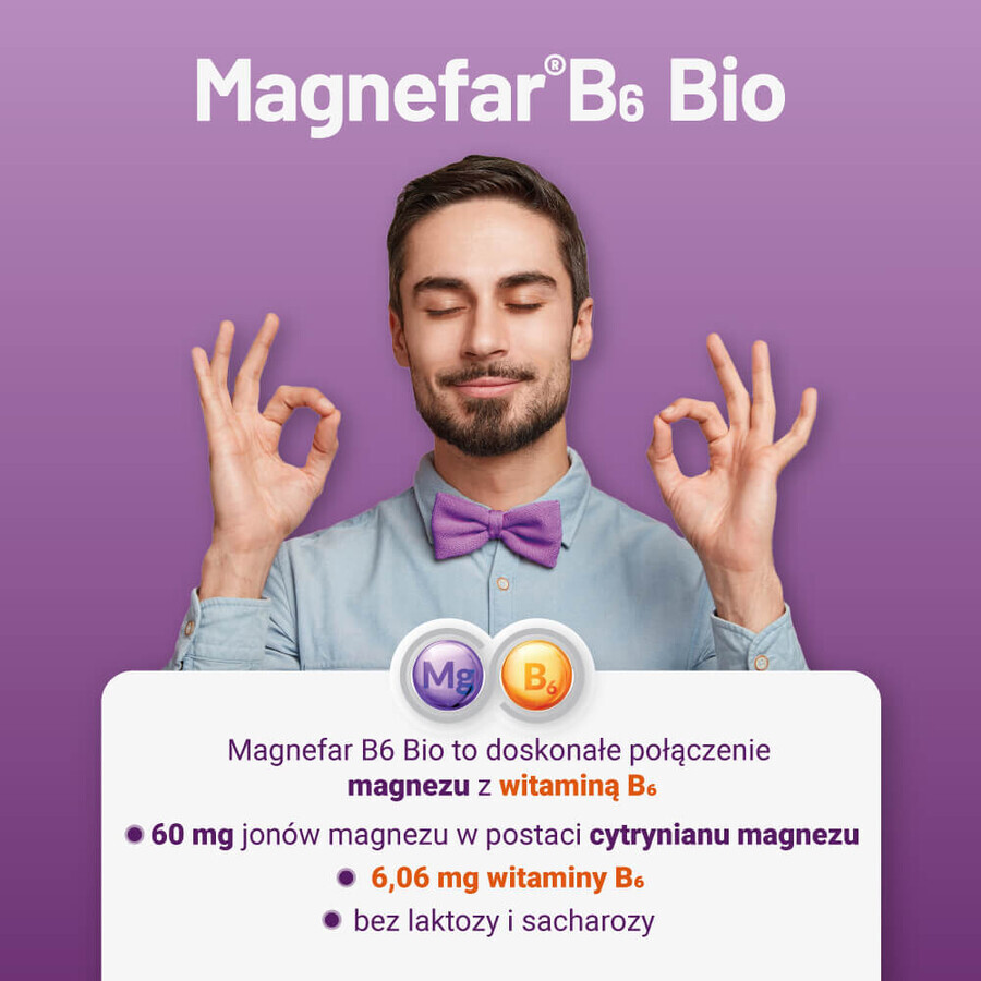 Magnefar B6 Bio 60 mg + 6,06 mg, 50 Tabletten