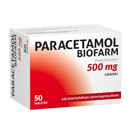 Paracetamol Biofarm 500 mg, 50 tablets