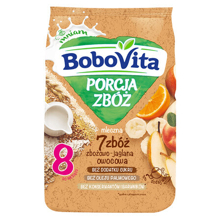 BoboVita Porcja Zbóż Getreide-Ei-Brei 7 Getreide, Obst, Milch, ohne Zuckerzusatz, nach 8 Monaten, 210 g