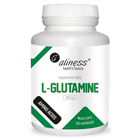 Aliness L-Glutamine, L-Glutamine 500 mg, 100 vegetable capsules