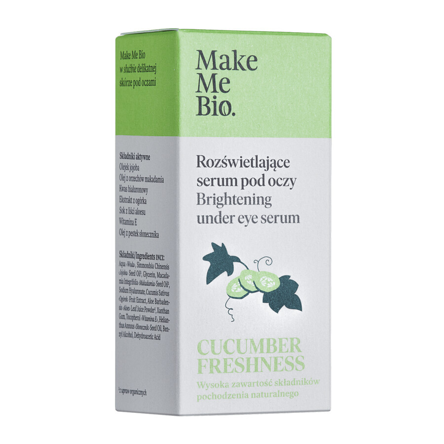 Make Me Bio Cucumber Freshness, suero iluminador para ojos, rodillo, 10 ml