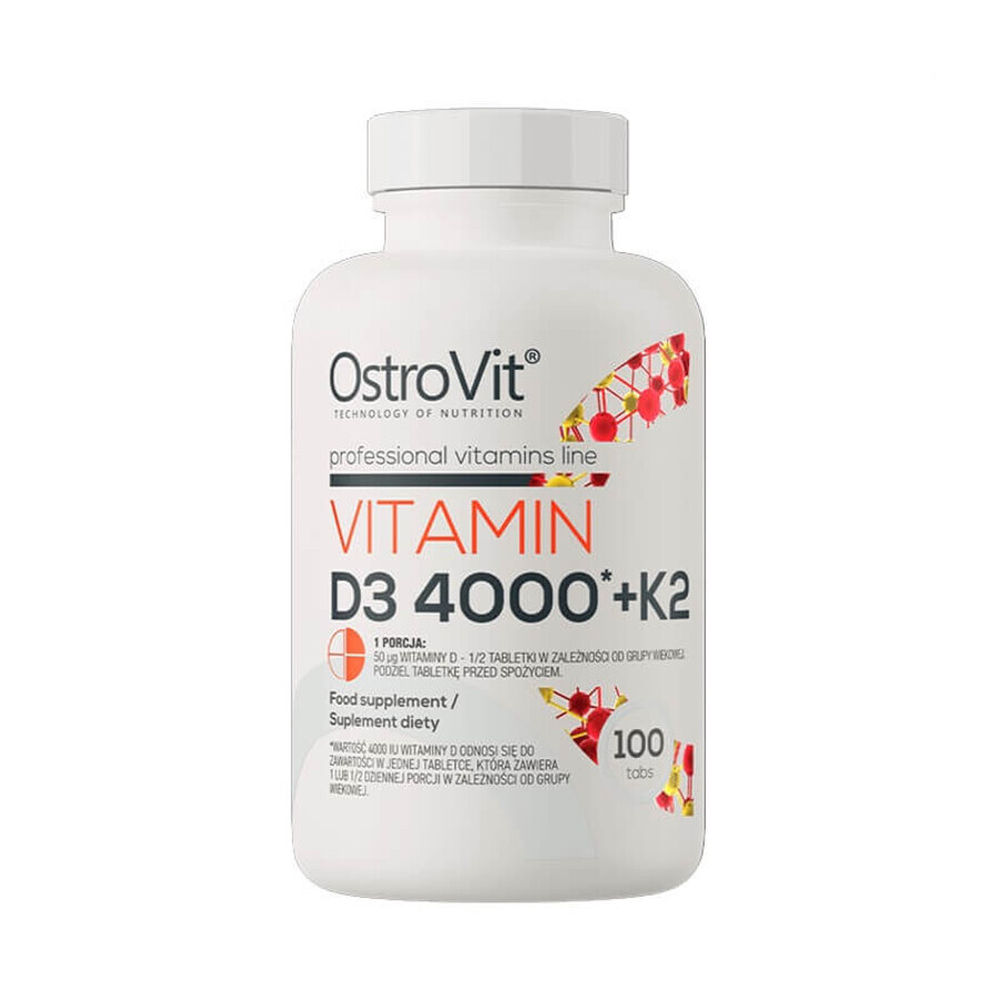 OstroVit Vitamina D3 4000 + K2, 100 comprimate