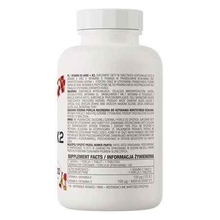 Vitamina D3 4000 + K2, 100 comprimate, OstroVit