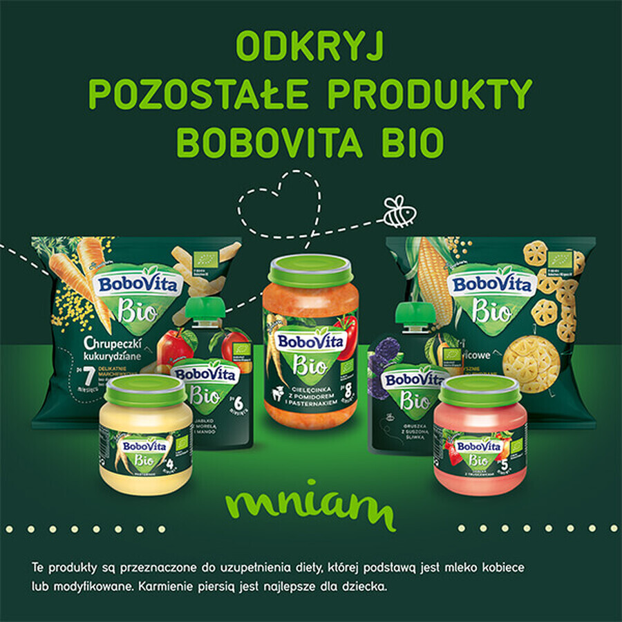 BoboVita Bio Dessert, mere nectarine și banane după 5 luni, 125 g