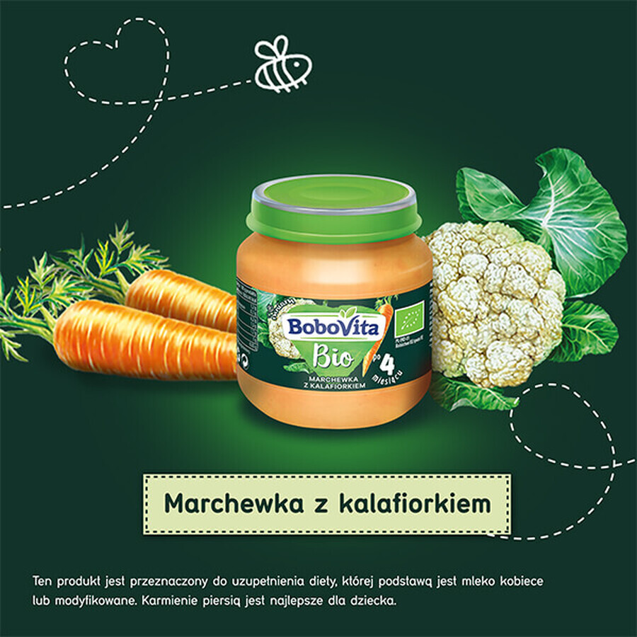 BoboVita Bio Dinner, Karotten mit Blumenkohl, nach 4 Monaten, 125 g