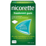 Nicorette FreshMint Gum 2 mg, chewing gum, medicated, 105 pieces