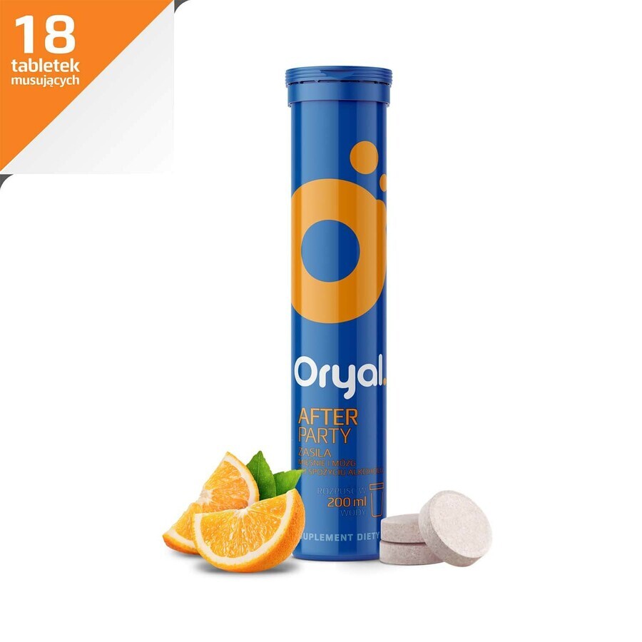 Oryal After Party, Orangengeschmack, 18 Brausetabletten