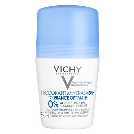 Vichy Tolérance Optimale, déodorant roll-on minéral 48h, 50 ml