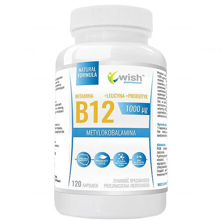 Wish Vitamina B12 1000 µg + prebiotic, 120 capsule