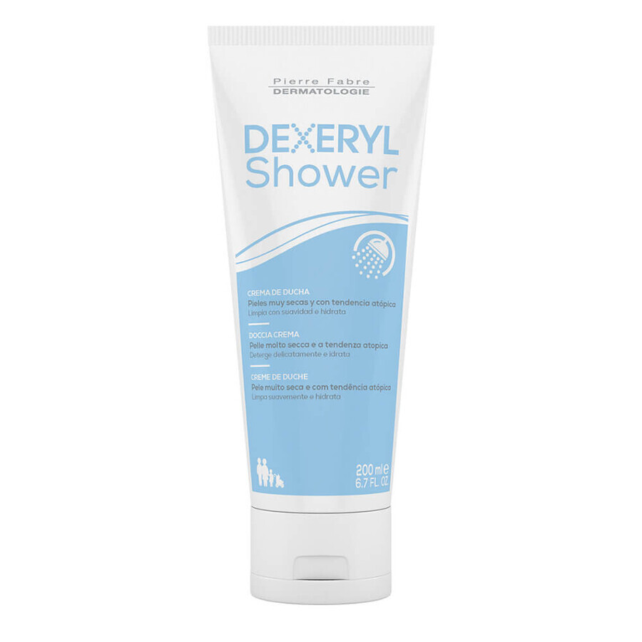 Dexeryl, Douche, crème nettoyante pour bébés, enfants et adultes, peaux très sèches et atopiques, 200 ml