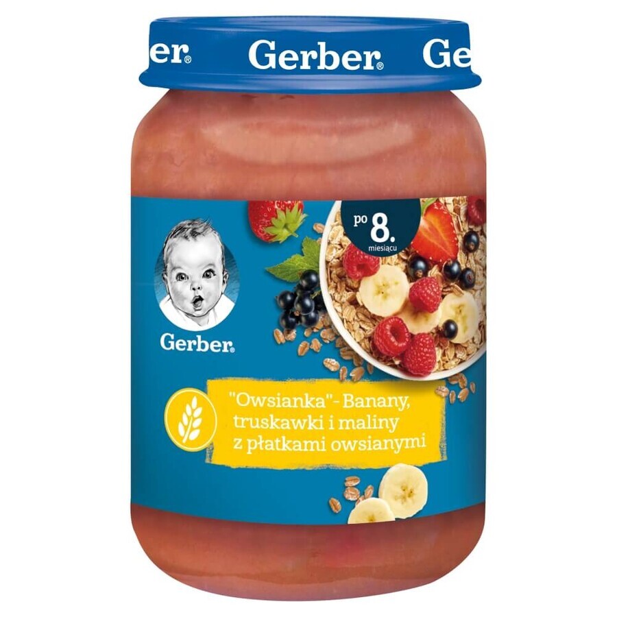 Gerber, Haferflocken, Banane, Erdbeere und Himbeere mit Haferflocken, nach 8 Monaten, 190 g