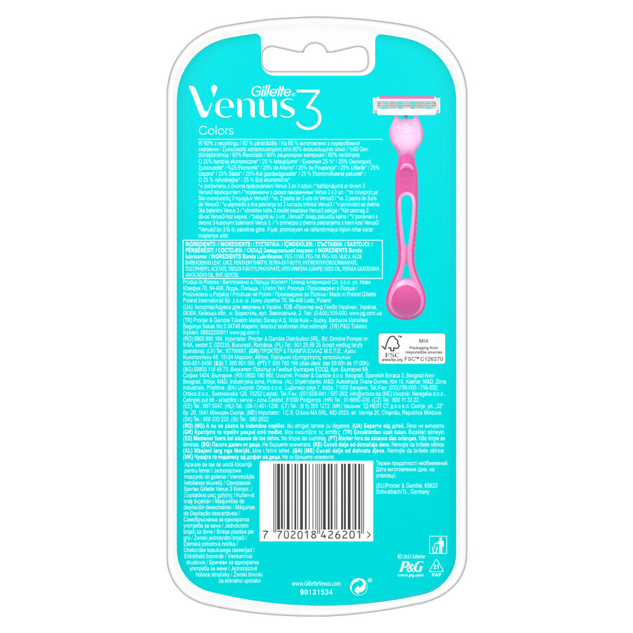 Gillette Venus 3, Rasierer für Frauen, Einwegrasierer, 6 Stück