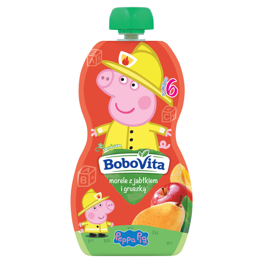 BoboVita Peppa Pig Mousse in der Tube, Aprikose mit Apfel und Birne, nach 6 Monaten, 100 g