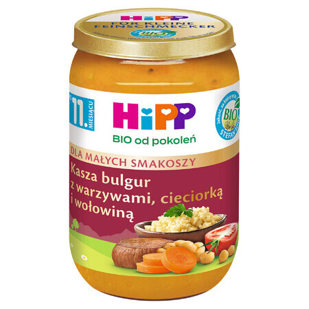 HiPP Bio schotel, bulgur met groenten, kikkererwten en rundvlees, na 11 maanden, 220 g