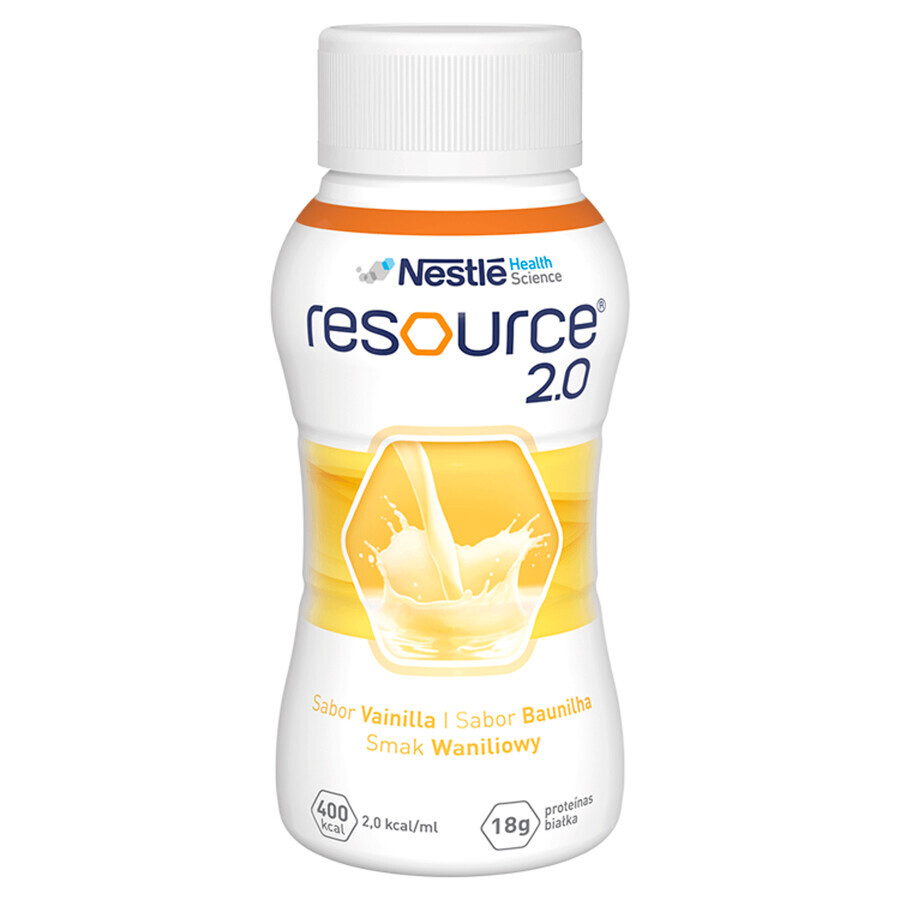 Resource 2.0, Nährstoffpräparat, Vanillegeschmack, 4 x 200 ml