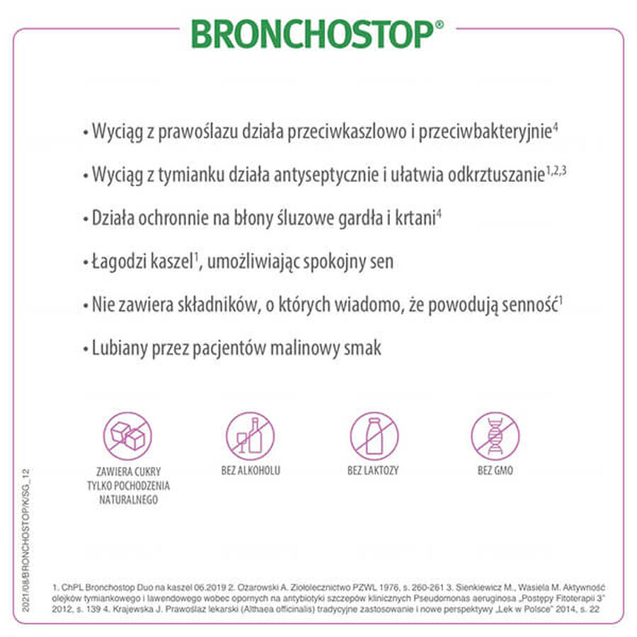 Bronchostop Duo for cough (120 mg + 830 mg)/ 15 ml, syrup, 120 ml