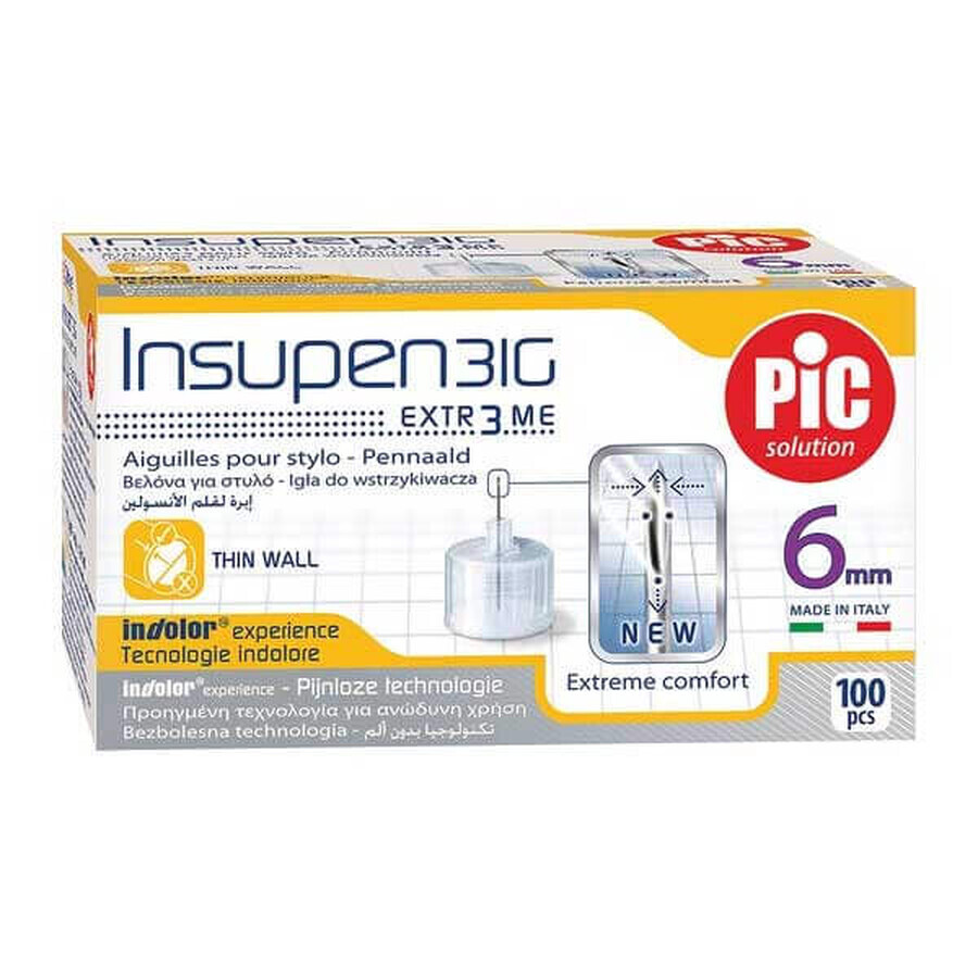 Pic Solution Insupen, Insulin-Pen-Nadeln, 31G (0,25 mm) x 6 mm, 100 Stück