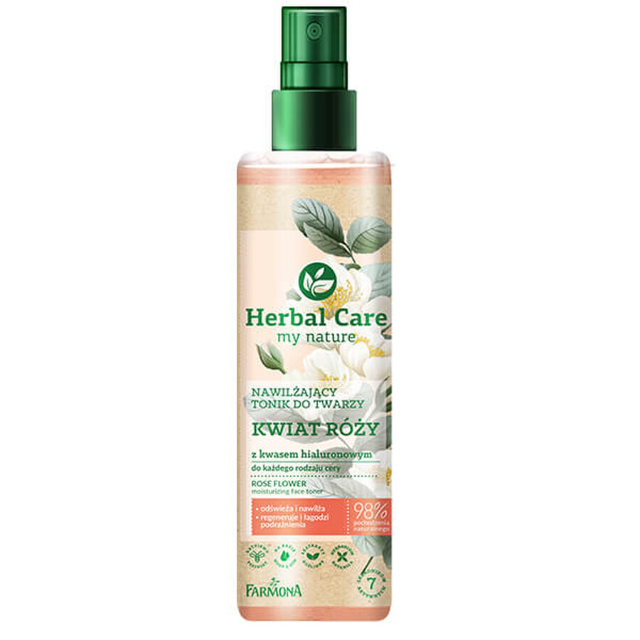 Farmona Herbal Care, feuchtigkeitsspendendes Gesichtswasser, Rosenblüte mit Hyaluronsäure, 200 ml