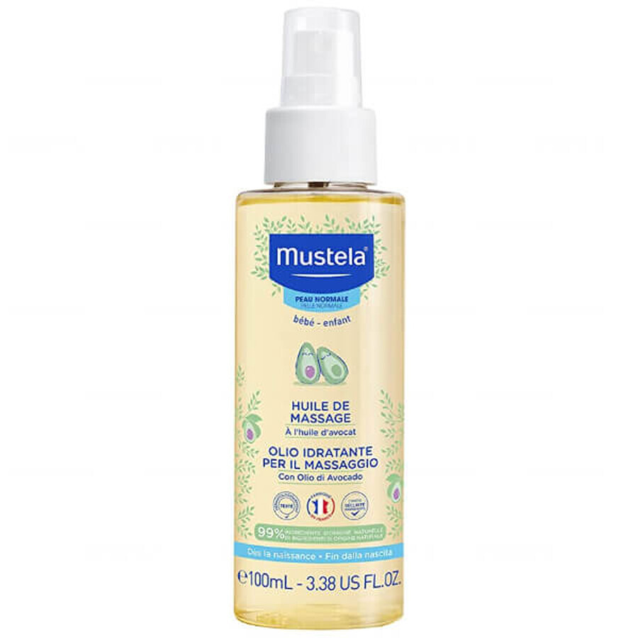 Mustela Bebe Enfant, Massageöl für Babys ab 1 Tag, 100 ml + Massageöl, 100 ml gratis