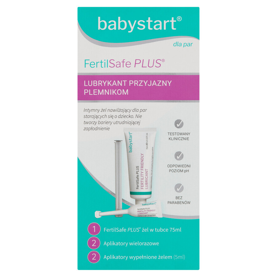 Babystart Fertilsafe Plus, feuchtigkeitsspendendes Intimgel für Paare mit Kinderwunsch, 75 ml + Applikator, 2 x 5 ml