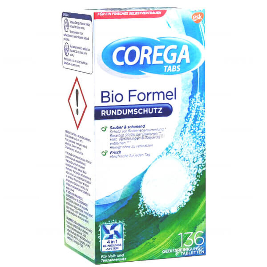 Corega Tabs Bio Formula, Prothesenreinigungstabletten, 136 Tabletten