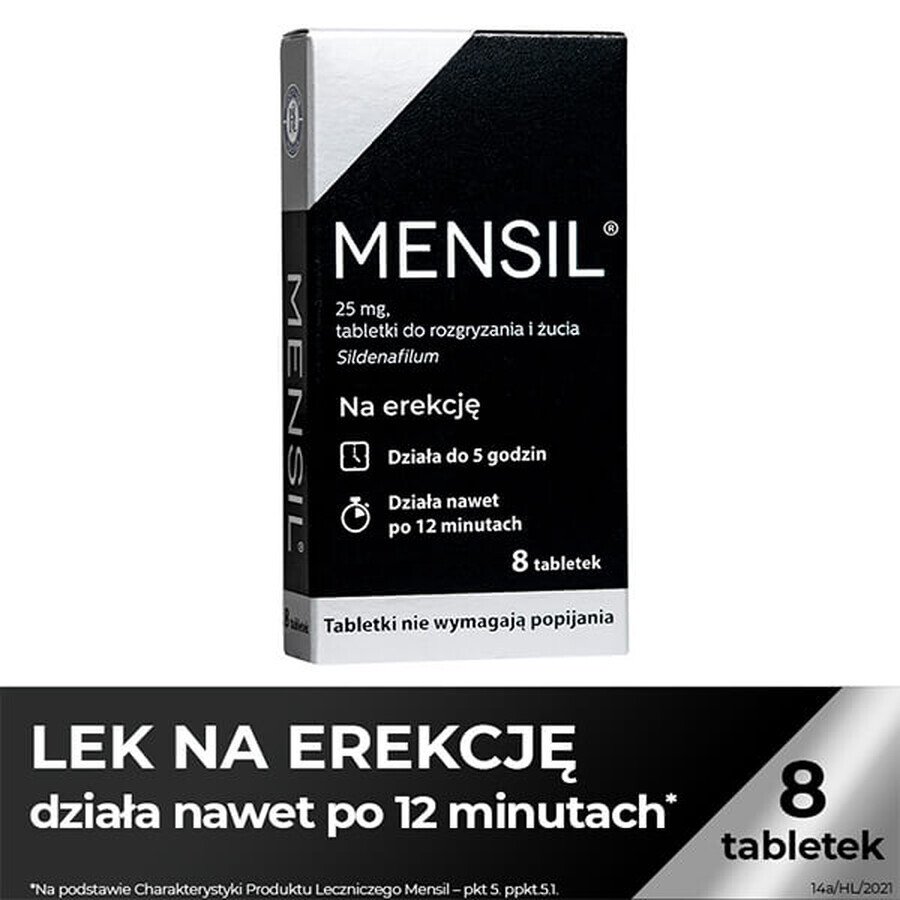 Mensil 25 mg, 8 kauwtabletten