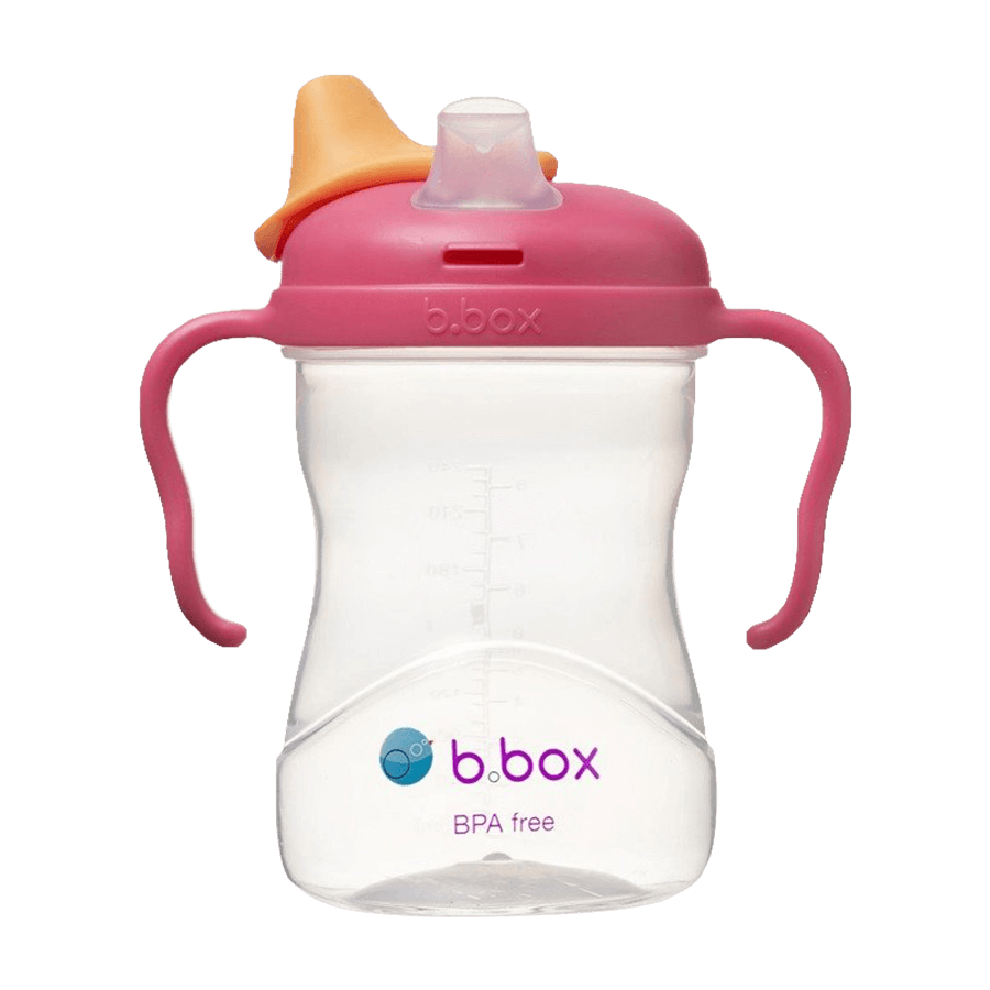 B.Box, cup for learning to drink, set 4 in 1, raspberry, from 4 months, 240 ml