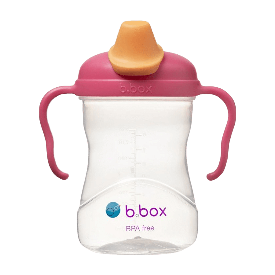 B.Box, cup for learning to drink, set 4 in 1, raspberry, from 4 months, 240 ml