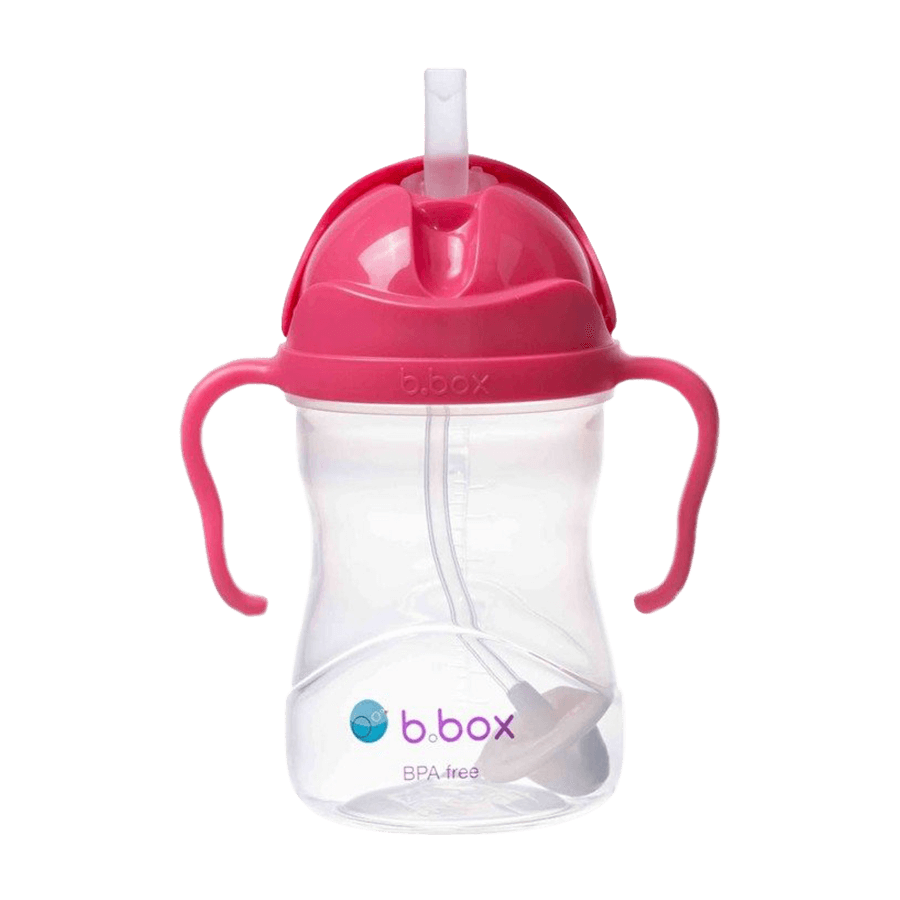 B.Box, cup for learning to drink, set 4 in 1, raspberry, from 4 months, 240 ml