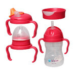 B.Box, cup for learning to drink, set 4 in 1, raspberry, from 4 months, 240 ml