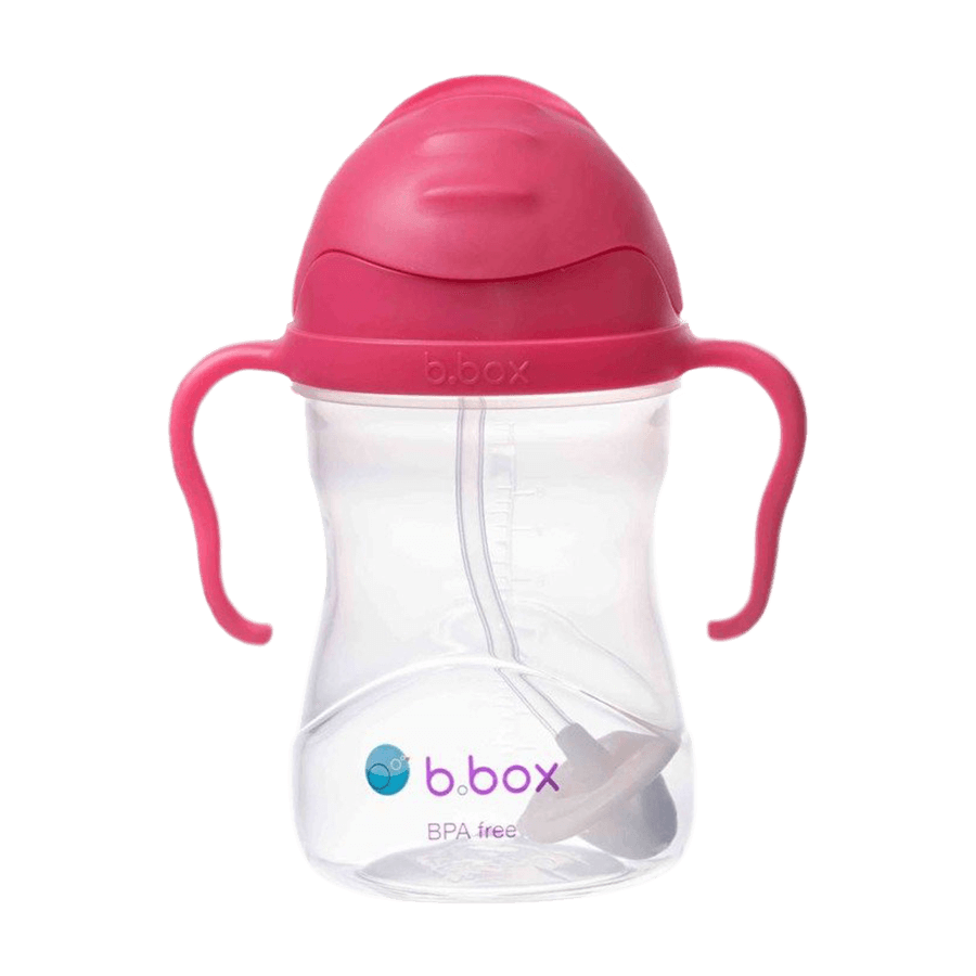 B.Box, cup for learning to drink, set 4 in 1, raspberry, from 4 months, 240 ml