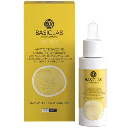 BasicLab Esteticus, ser regenerant antioxidant cu vitamina C 6%, hrănire și netezire, 30 ml