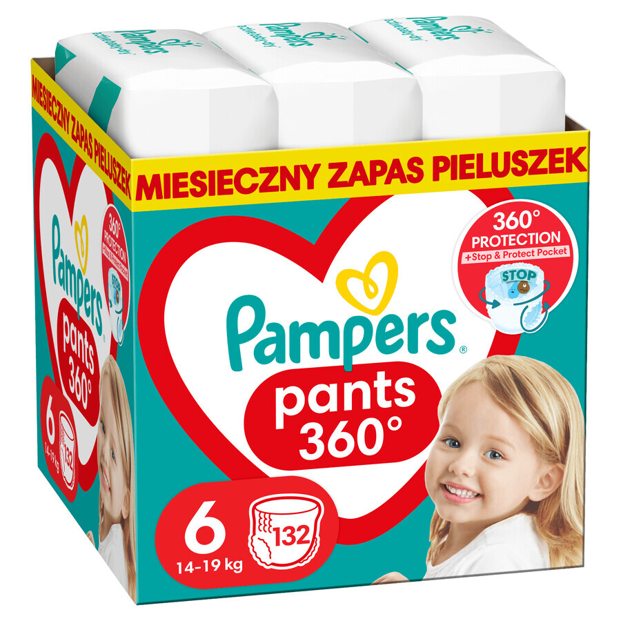 Pampers Pants, pannolini, Extra Large, taglia 6, 14-19 kg, 132 pz.