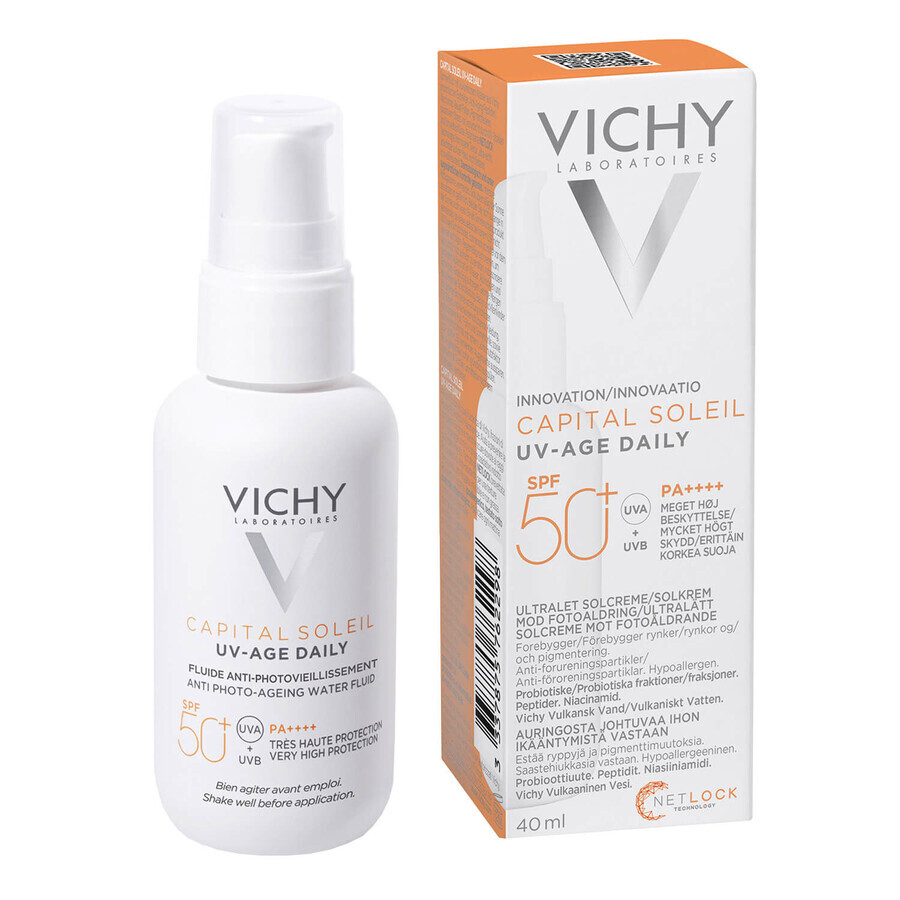 Vichy Capital Soleil UV-Age Daily, fluid antiîmbătrânire foto, SPF 50+, 40 ml