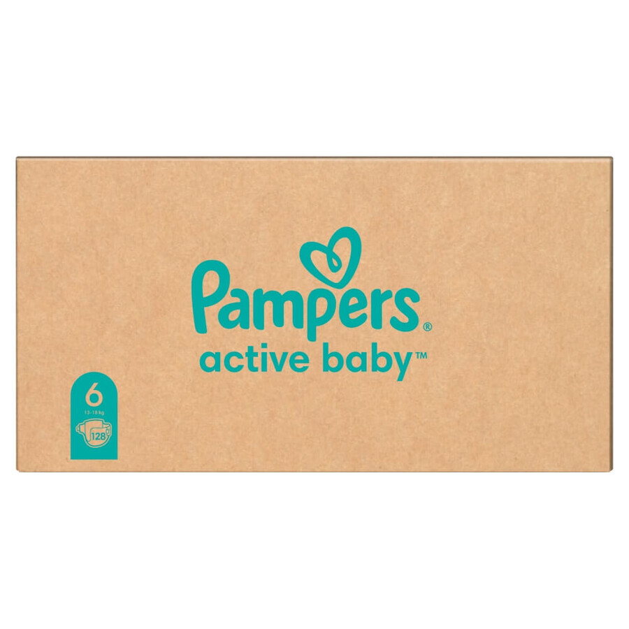 Pampers Active Baby, Windeln Größe 6, 13-18 kg, 128 Stück