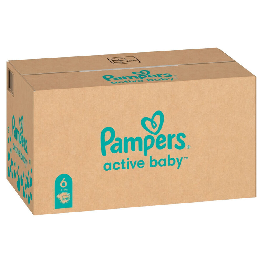 Pampers Active Baby, Windeln Größe 6, 13-18 kg, 128 Stück