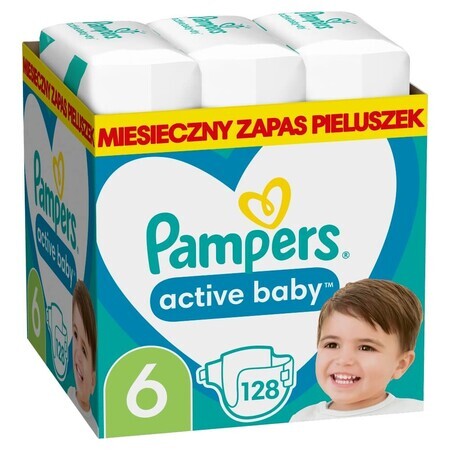 Pampers Active Baby, Windeln Größe 6, 13-18 kg, 128 Stück