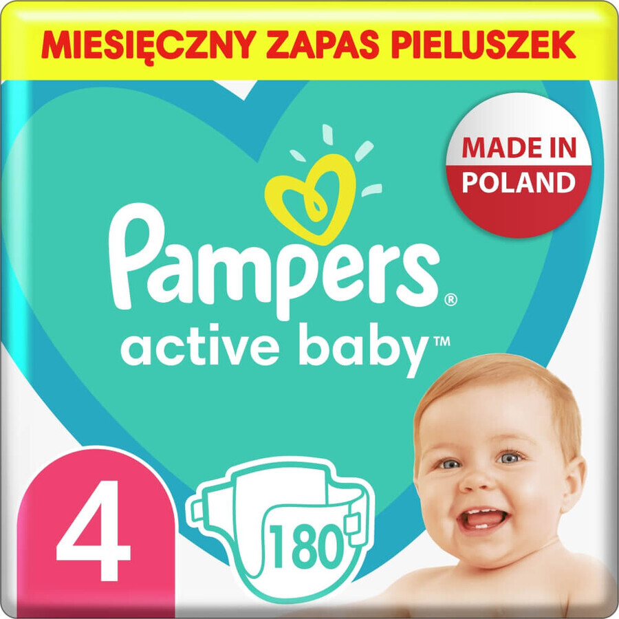 Pampers Active Baby, Windeln Größe 4, 9-14 kg, 180 Stück