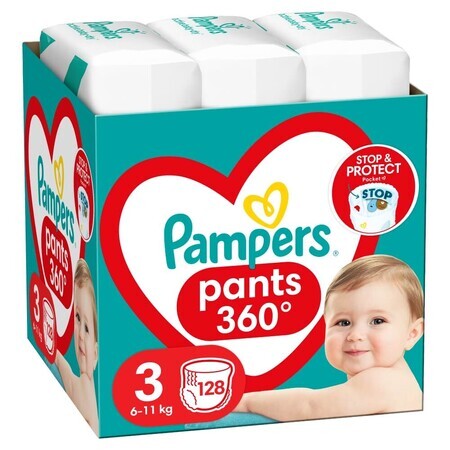 Pampers Pants, pannolini, taglia 3, 6-11 kg, 128 pz.