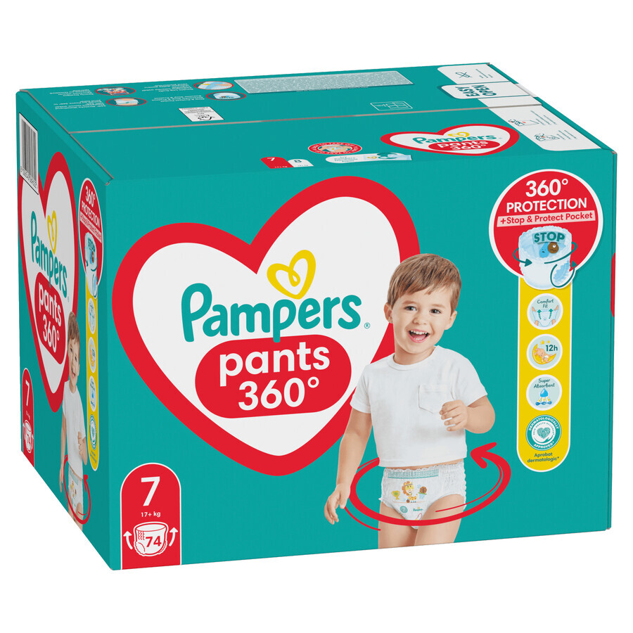 Pampers Pants, scutece, mărimea 7, 17+ kg, 74 buc